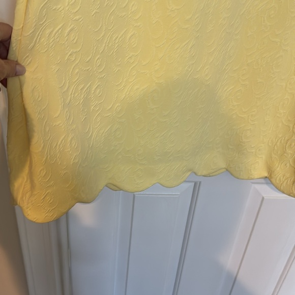 Ann Klein Sleeveless Yellow Scalloped Edge Shift Aline Dress Zip Back NWOT Sz XL - Picture 3 of 6